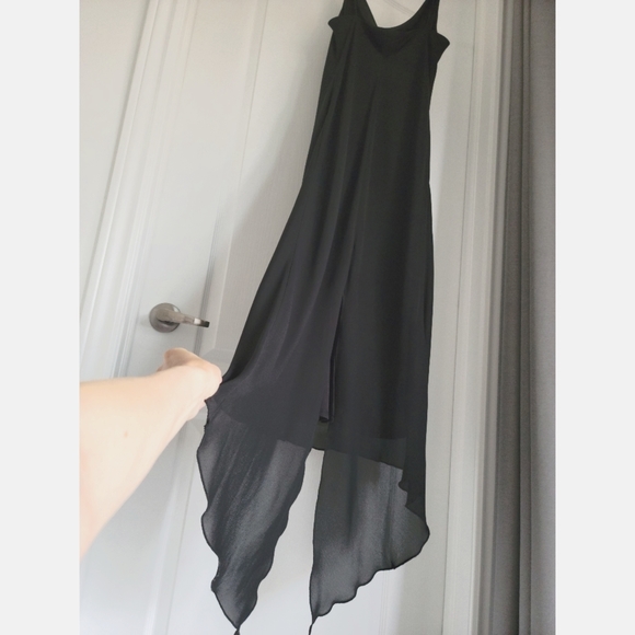 Black spaghetti strap evening gown, size 8 - Picture 2 of 3